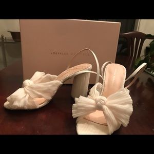 Loeffler Randall White camellia bow heel